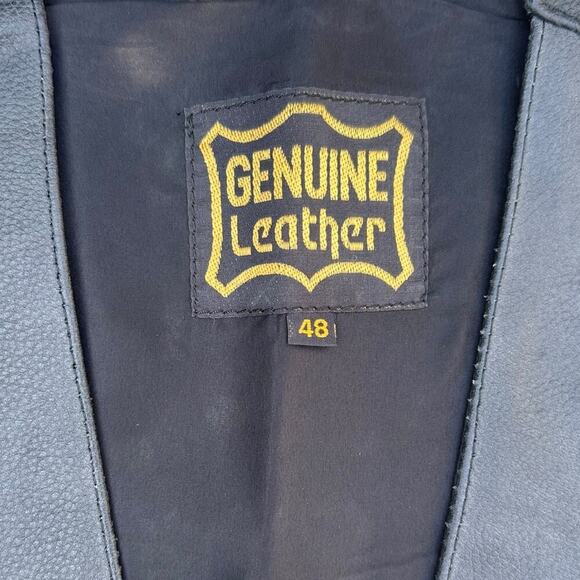 Genuine Leather Men’s Black Motorcycle Vest Size: 48 - Picture 4 of 7